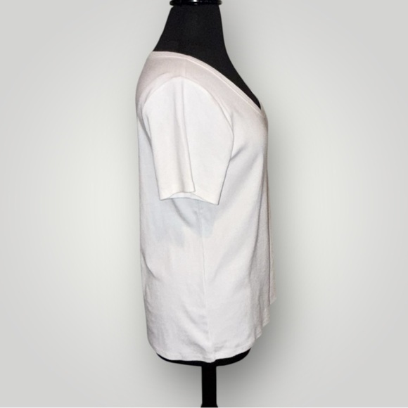 NWT TALBOTS RIBBED SCOOP NECK TEE Plus 2X White - Picture 4 of 14